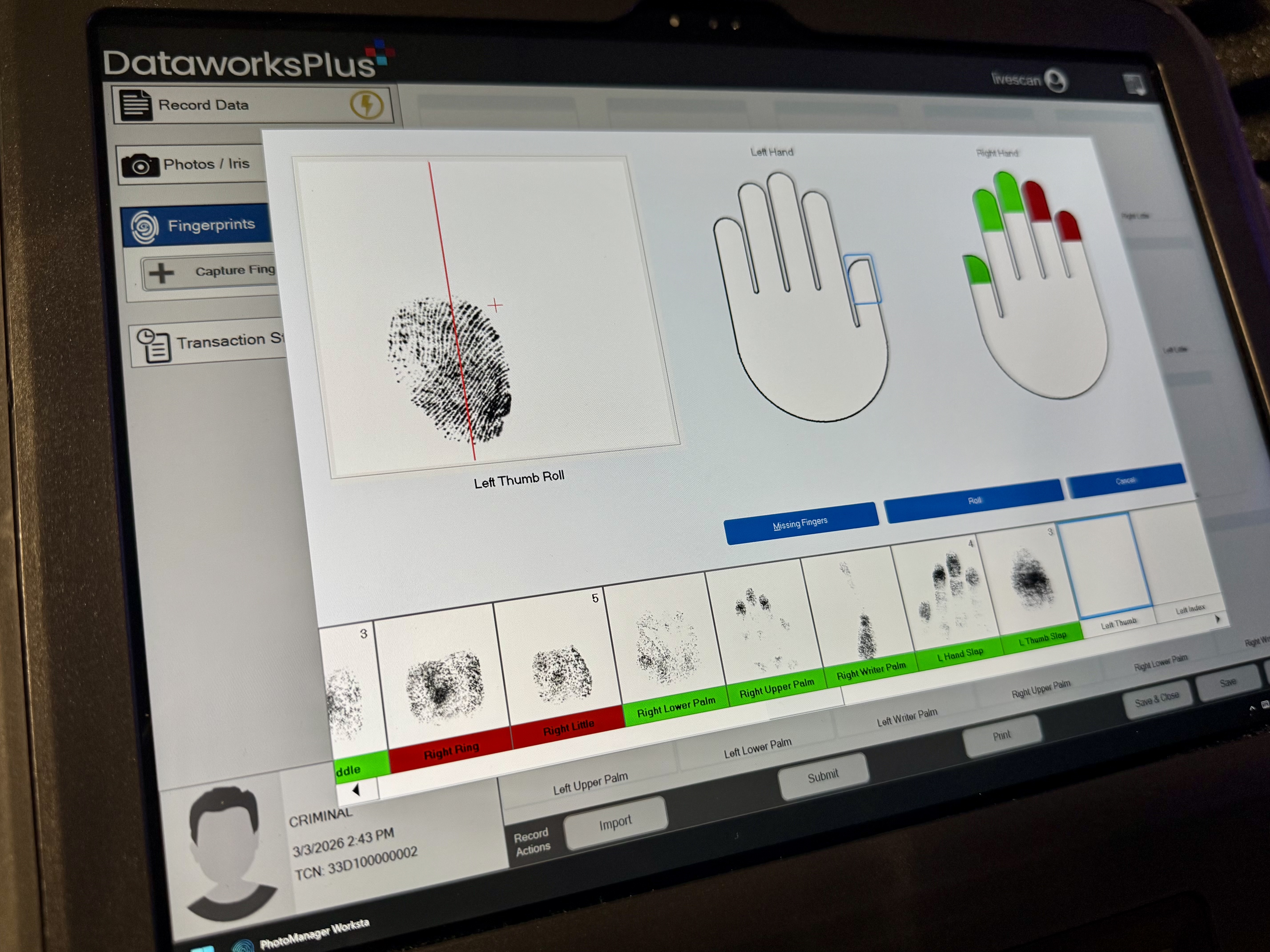 Computer image of fingerprints